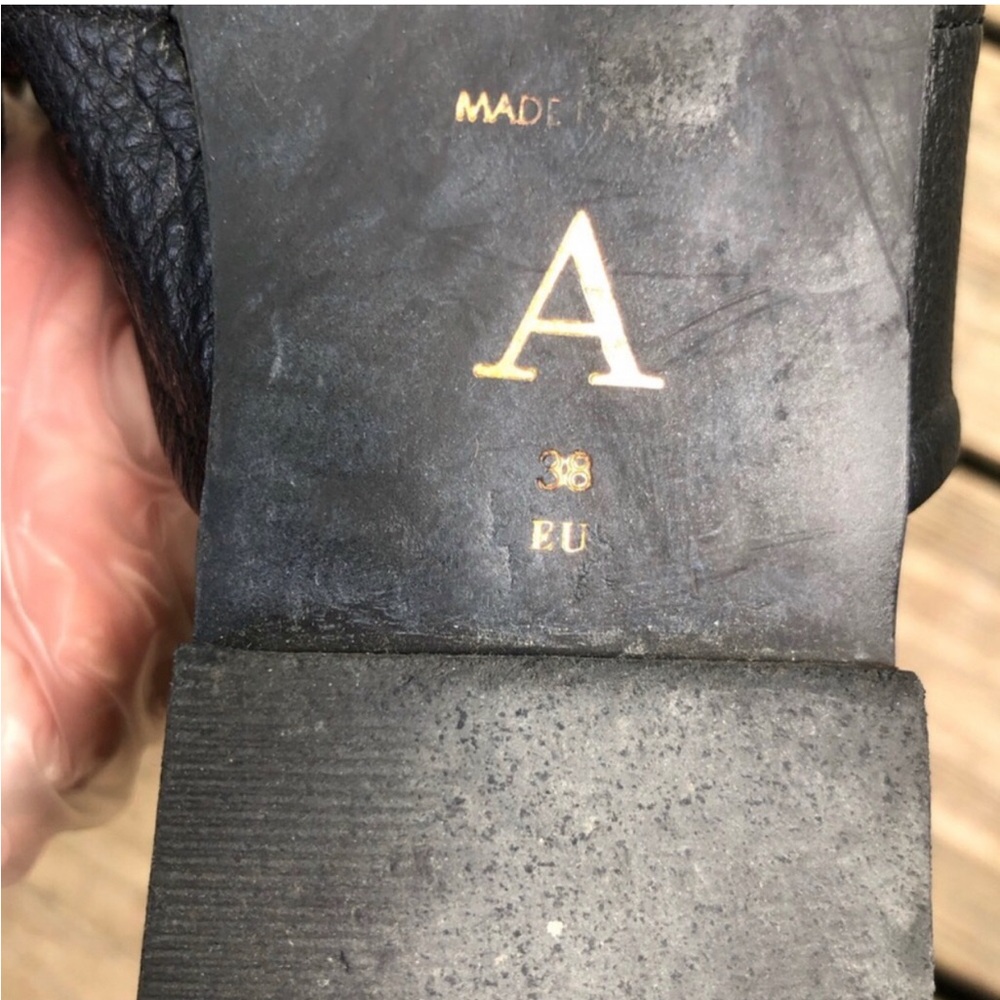 Anthropologie Black Leather Mules with Bow. Size 38. - Picture 7 of 7